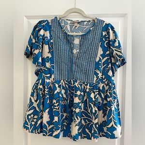 Blue Flutter Short Sleeve Top by Knox Rose XL